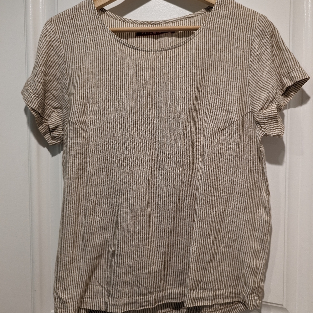 Pyne and Smith Blouse No. 14 in Mushroom Stripe